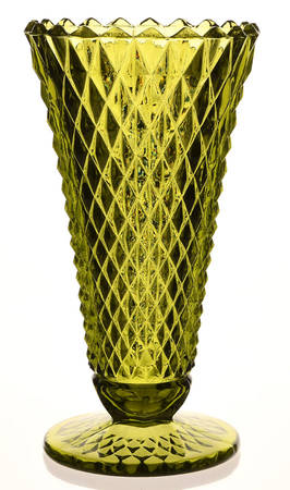 Diamond Point Dark Green 8" Flower Vase