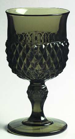 Diamond Point Dark Green Water Goblet