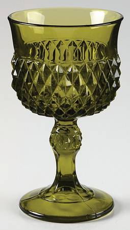Diamond Point Dark Green Wine Glass