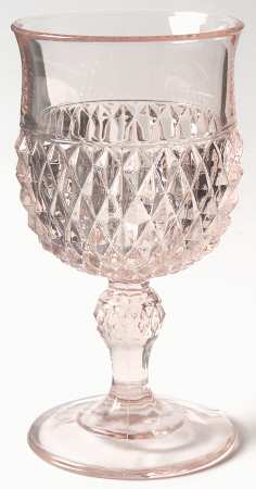 Diamond Point Pink Water Goblet