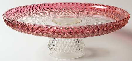 Diamond Point Ruby 12" Diameter Pedestal Cake Stand No Dome