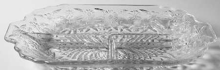 Pineapple and Floral Clear 11" Oblong 3 Part Celery/Relish