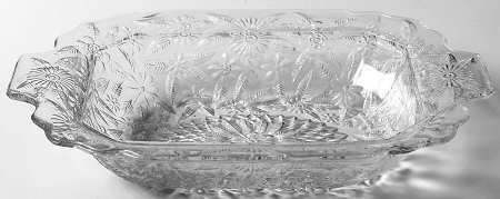 Pineapple and Floral Clear Oval Vegetable Bowl