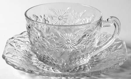 Pineapple and Floral Clear Cup & Saucer Set