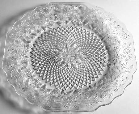 Pineapple and Floral Clear 11" Sandwich Plate