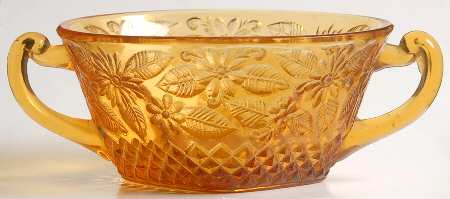 Pineapple and Floral Amber Cream Soup Bowl