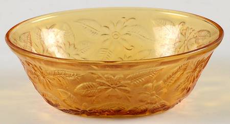 Pineapple and Floral Amber 4" Small Fruit/Dessert Bowl