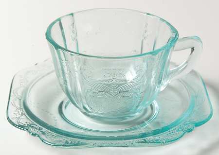 Recollection Green (Teal) Cup & Saucer Set by Indiana Glass