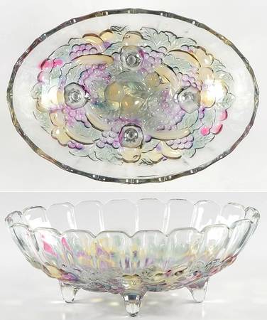 Garland Flashed Blue Grapes Footed Bowl