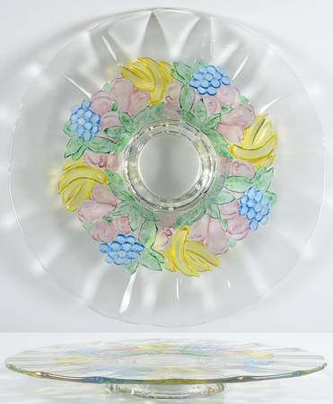 Garland Flashed Blue Grapes Footed Cake Plate