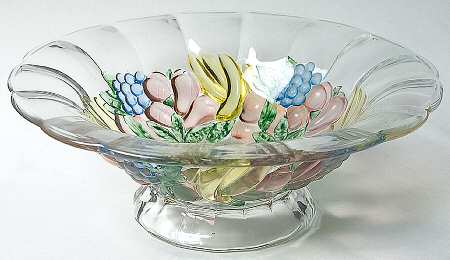Garland Flashed Blue Grapes 11" Round Footed Flared Bowl