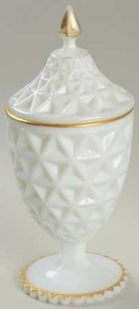 Mt. Vernon Milk Glass Footed Candy Dish & Lid