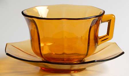 Molly Dark Amber Cup & Saucer Set by Imperial Glass-Ohio