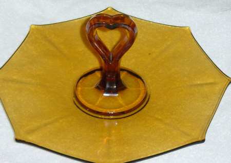 Molly Dark Amber Center Handle Tray by Imperial Glass-Ohio
