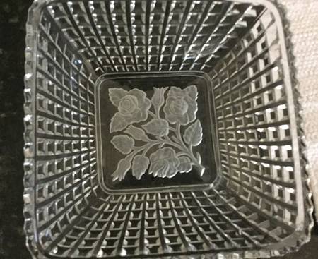 Monticello Floral Clear 7" Square Bowl