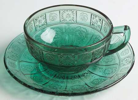 Doric and Pansy Teal Green Child's Cup & Saucer Set