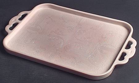 Shell Pink Milk Glass Rectangular Beverage Tray