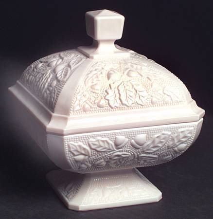 Shell Pink Milk Glass Small Candy Jar & Lid