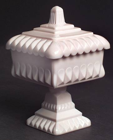Shell Pink Milk Glass Small Wedding Bowl & Lid