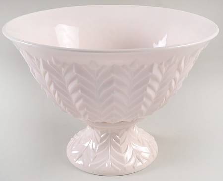 Shell Pink Milk Glass Punch Bowl with Stand