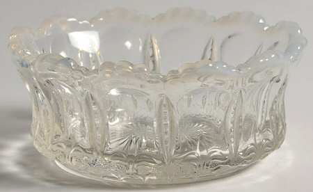 Iris with Meander White Opalescent Small Fruit Dessert Bowl