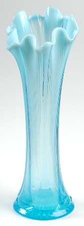 Lined Heart Blue Opalescent by Jefferson Glass