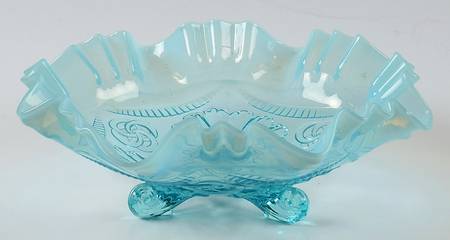 Ruffles and Rings Blue Opalescent by Jefferson Glass