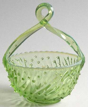 May Basket Green Opalescent by Jefferson Glass