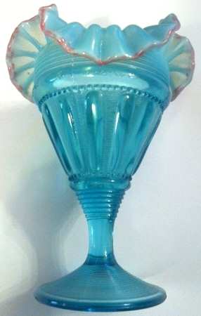 Fluted Bars and Beads Blue Opalescent by Jefferson Glass