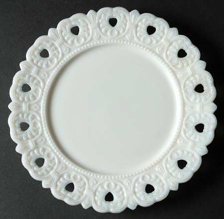 Lacy Heart Milk Glass by Kemple