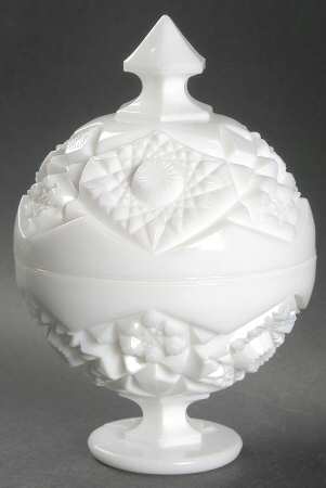 Hobstar and Fan Milk Glass by Kemple
