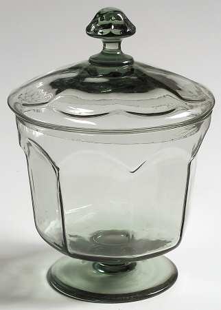 Antique Pale Green Candy Dish & Lid