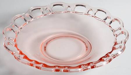 Open Work Pink (No Decoration) 9" Shallow Round Bowl