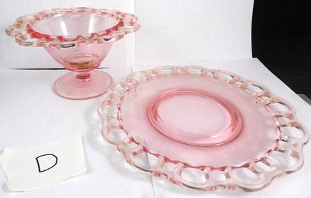 Open Work Pink (No Decoration) Mayonnaise Bowl and Underplate