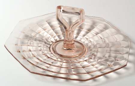 Octagon Bamboo Optic Pink Center Handle Tray