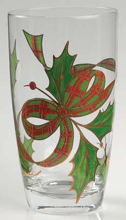 Holiday (Plaid Ribbon) Highball Glass