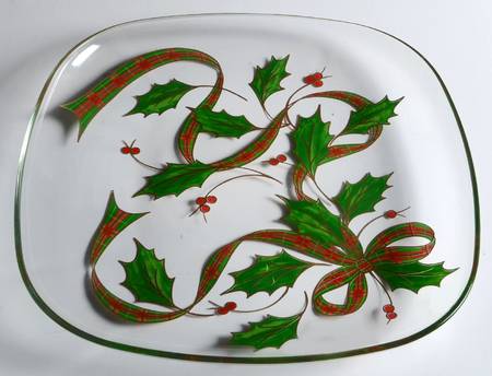 Holiday (Plaid Ribbon) 12" Square Plate