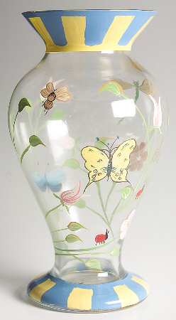 Butterfly Meadow Handpainted 9" Flower Vase