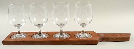 Tuscany Classics Beer Flight Set (4 6oz Beer Glasses & Wood Paddle)