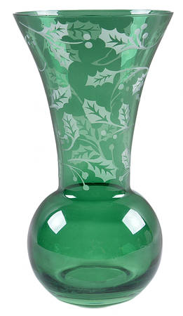 Holly Christmas 10" Flower Vase