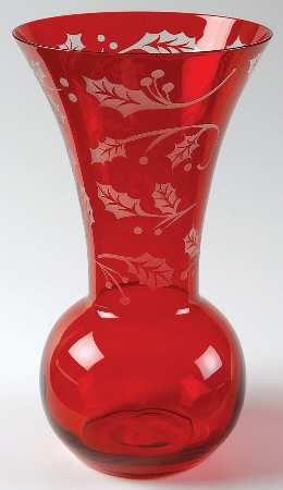 Holly Christmas 10" Flower Vase