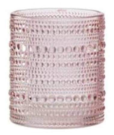 Pressed Glass Bead Pink Double Old Fashioned