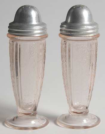 American Sweetheart Pink Footed Shaker Set & Metal Lids