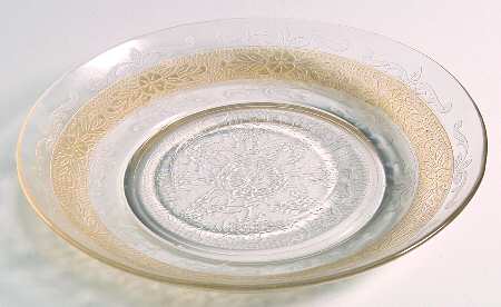 Stippled Rose Band Clear with Amber Saucer Only