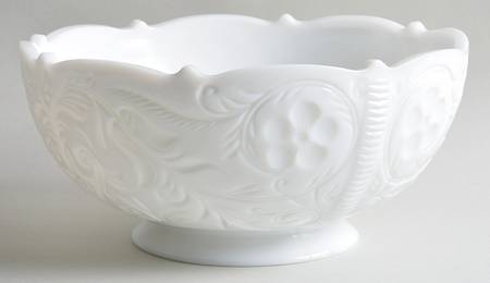 Rock Crystal Milk Glass 9" Salad Bowl