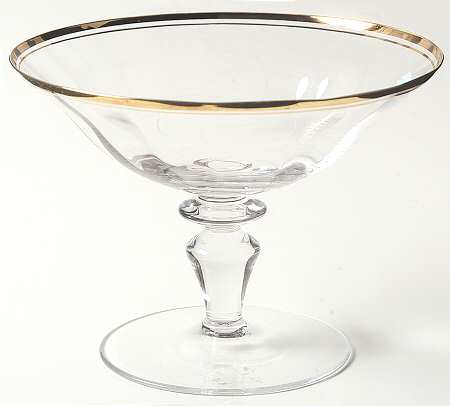 Jamestown Clear (Gold Trim) Round Compote (Height X Width)