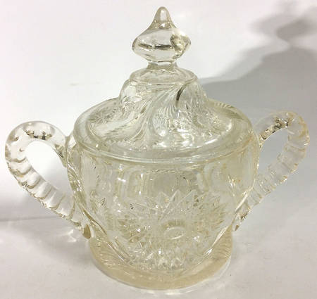 Hobstar & Feather Sugar Bowl & Lid