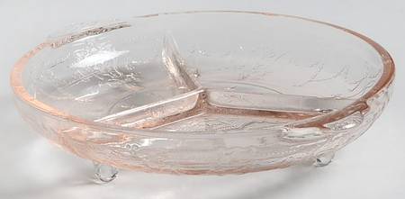 Jennifer Miniatures Pink 4" Oval 3 Part Relish by Mosser (Ohio)