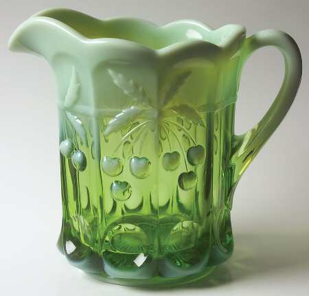 Cherry Thumbprint Green Opalescent by Mosser (Ohio)