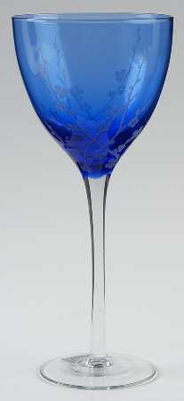 Cherry Blossom Cobalt Blue Water Goblet